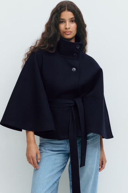 LIGNE PURE - MANTEAU CEINTURÉ À COL HAUT